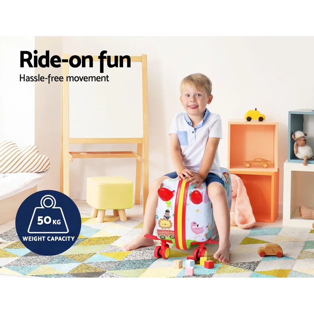 17inch Kids Ride On Luggage Children Suitcase Trolley Travel - Zoo