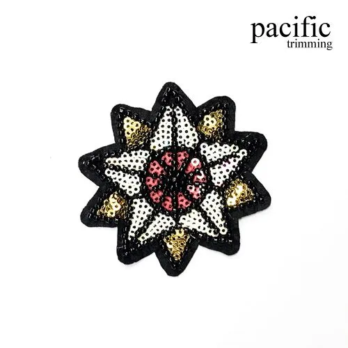 3" Beaded Sequin Star Patch Sew On : PA190231