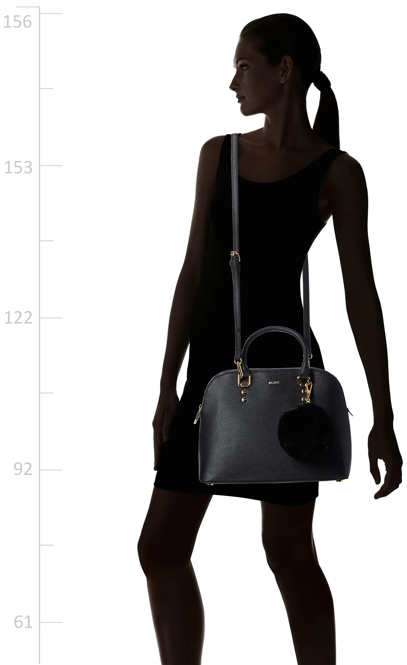 ALDO Women's Galilini Dome Satchel Handbag, Black, One Size