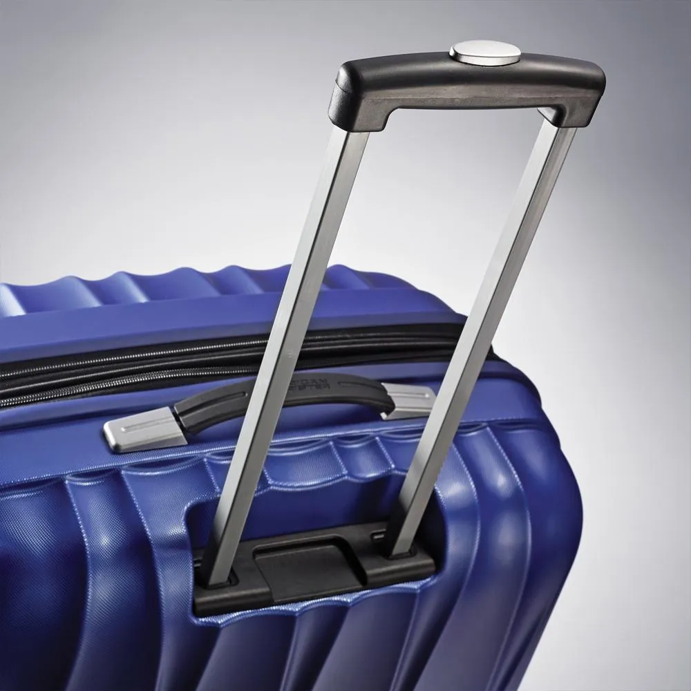 American Tourister Arona Premium Spinner 3Pcs Luggage Set Blue   Accessory Kit