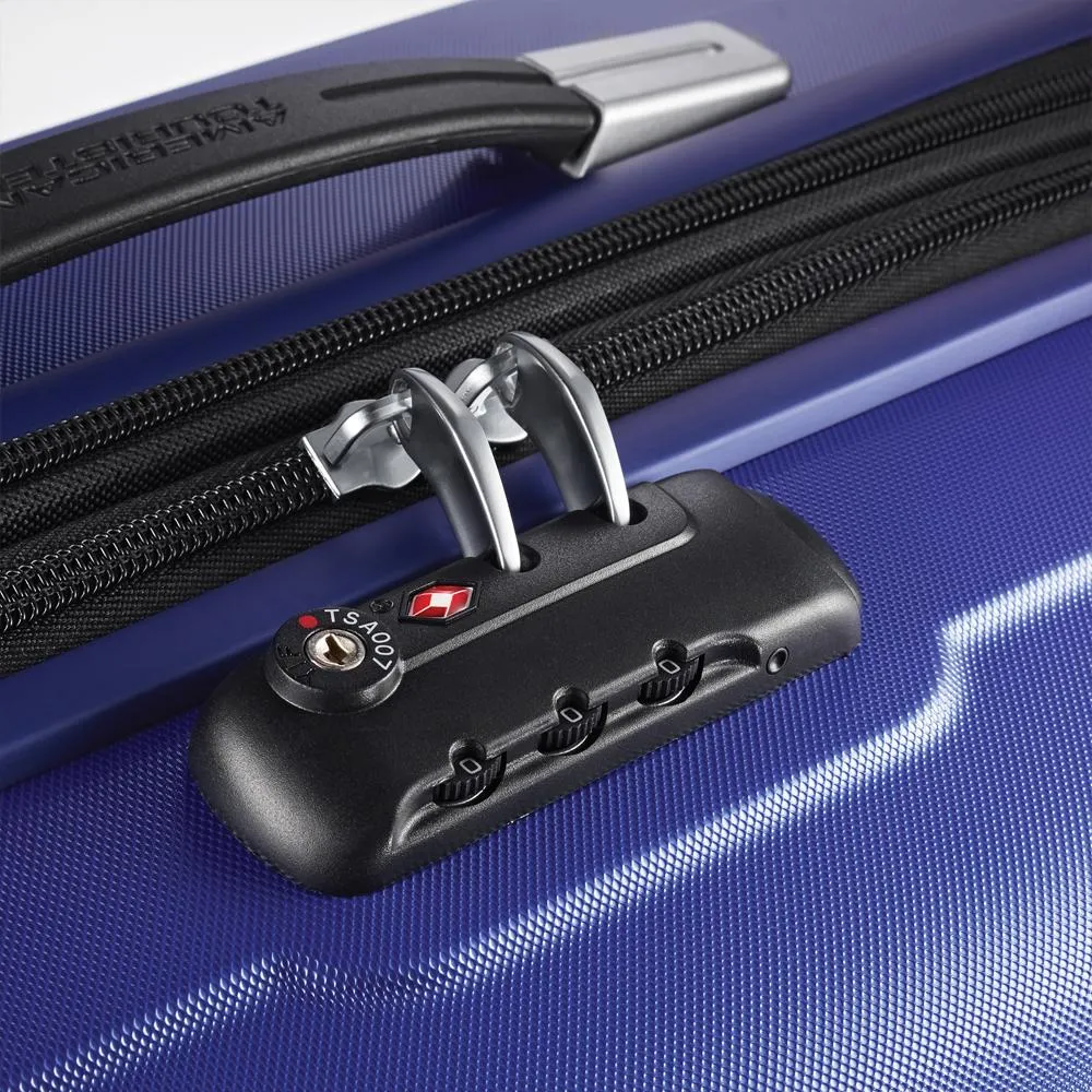 American Tourister Arona Premium Spinner 3Pcs Luggage Set Blue   Accessory Kit