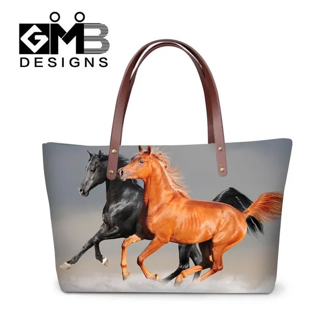 Best Ladies Messenger Bags Horse Printed Cool Shoulder Bag for Women Fashionable Tote Bag for Girls School Large Waterproof Bags