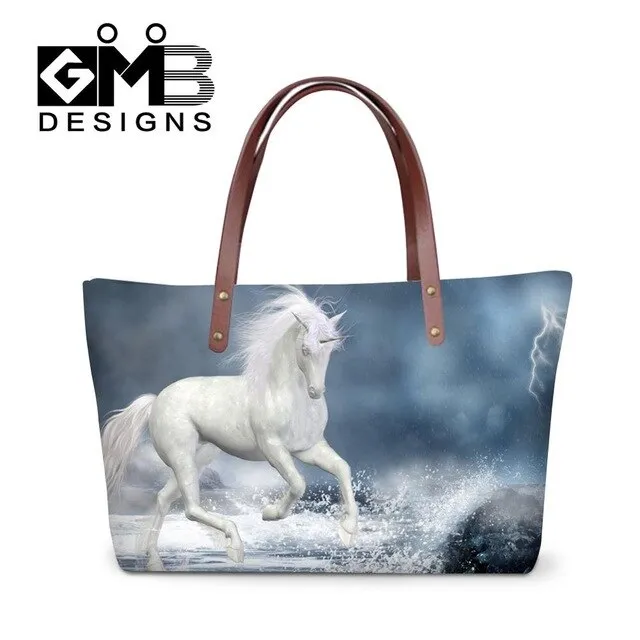 Best Ladies Messenger Bags Horse Printed Cool Shoulder Bag for Women Fashionable Tote Bag for Girls School Large Waterproof Bags
