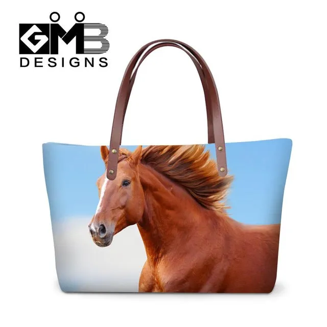 Best Ladies Messenger Bags Horse Printed Cool Shoulder Bag for Women Fashionable Tote Bag for Girls School Large Waterproof Bags