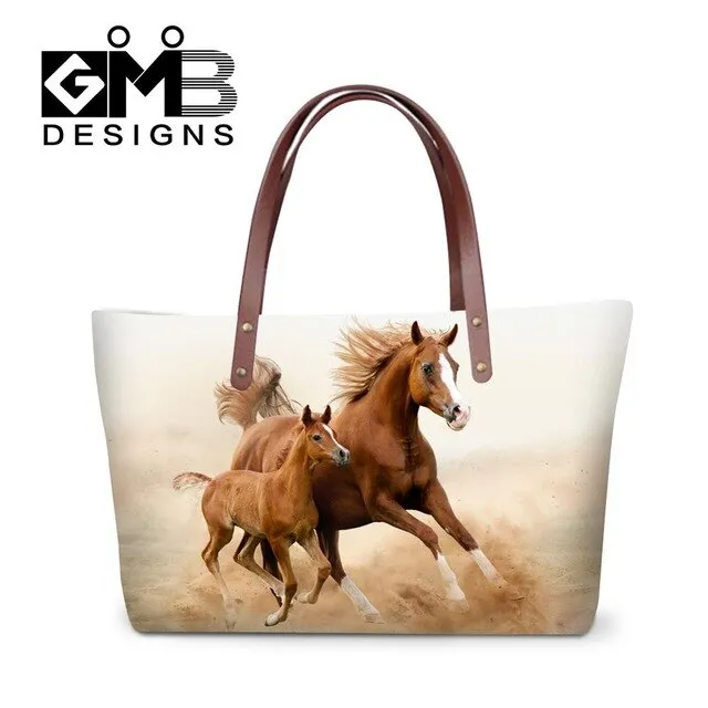 Best Ladies Messenger Bags Horse Printed Cool Shoulder Bag for Women Fashionable Tote Bag for Girls School Large Waterproof Bags