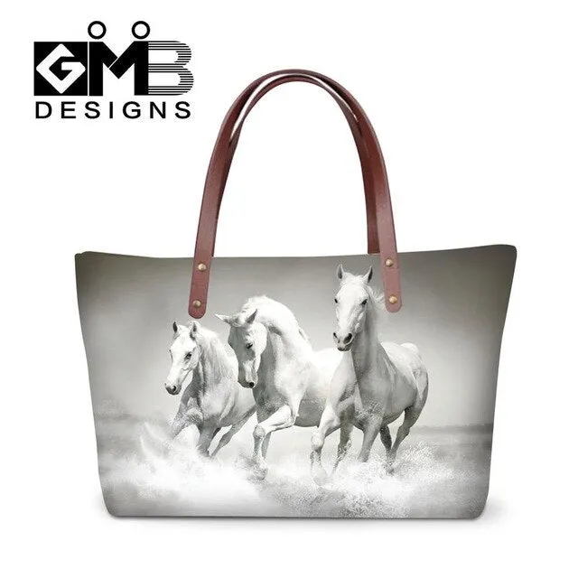 Best Ladies Messenger Bags Horse Printed Cool Shoulder Bag for Women Fashionable Tote Bag for Girls School Large Waterproof Bags