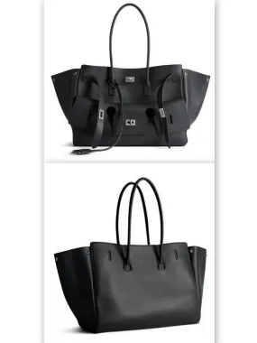 Black Large Carry-All Travel Tote with Silver-Tone Hardware