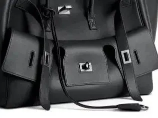 Black Large Carry-All Travel Tote with Silver-Tone Hardware