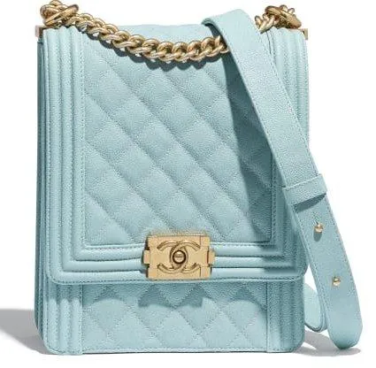 'Boy' Calfskin Handbag, Light Blue