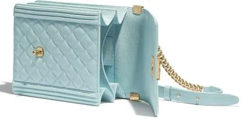 'Boy' Calfskin Handbag, Light Blue