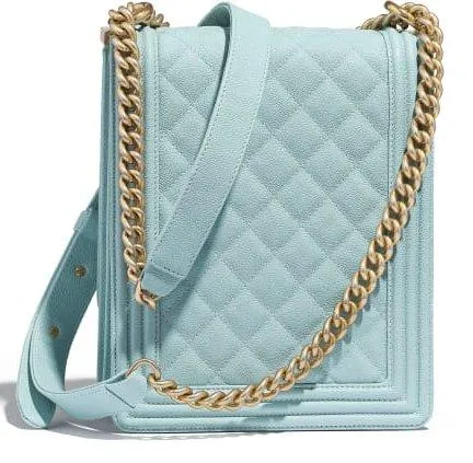 'Boy' Calfskin Handbag, Light Blue