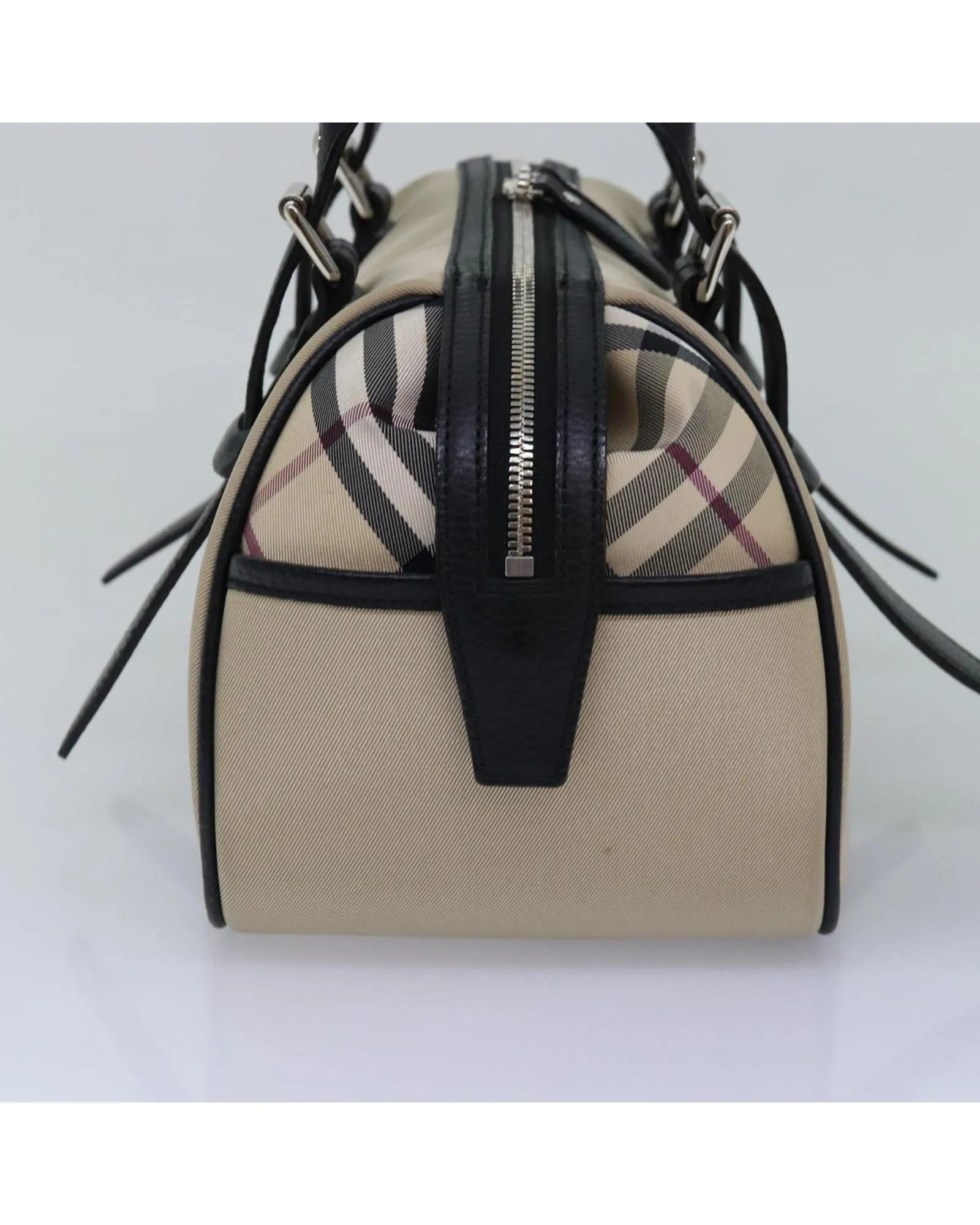 Burberry Small Check Satchel Beige Canvas Leather Handbag