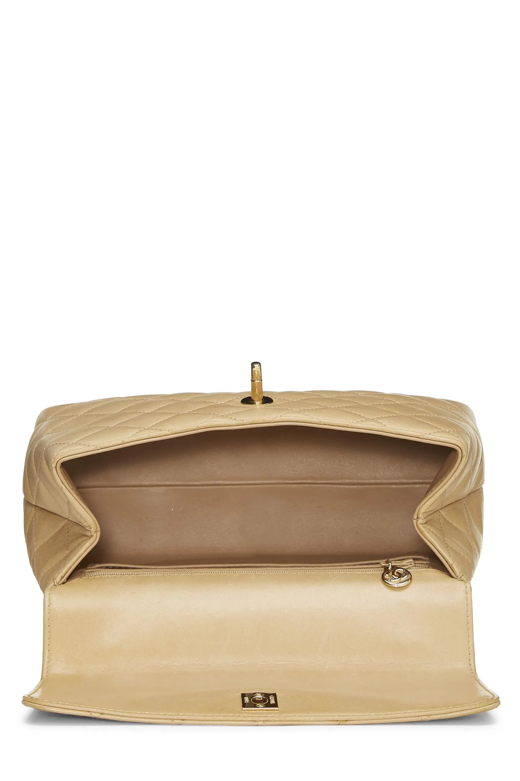 Chanel,  Beige Quilted Lambskin Kelly, Beige