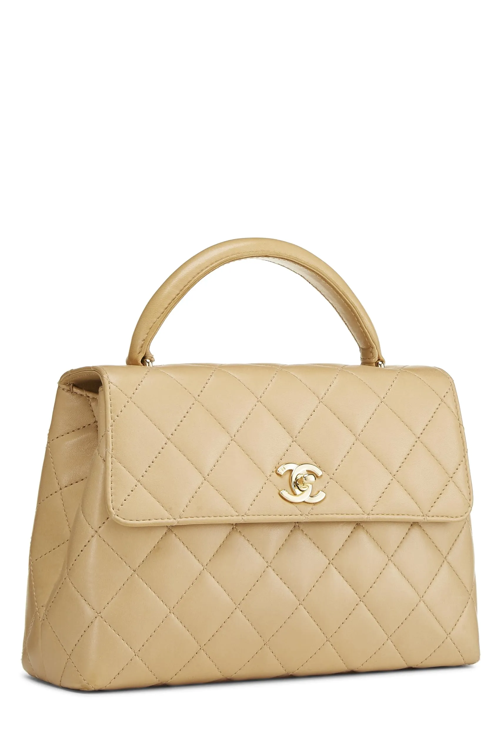 Chanel,  Beige Quilted Lambskin Kelly, Beige