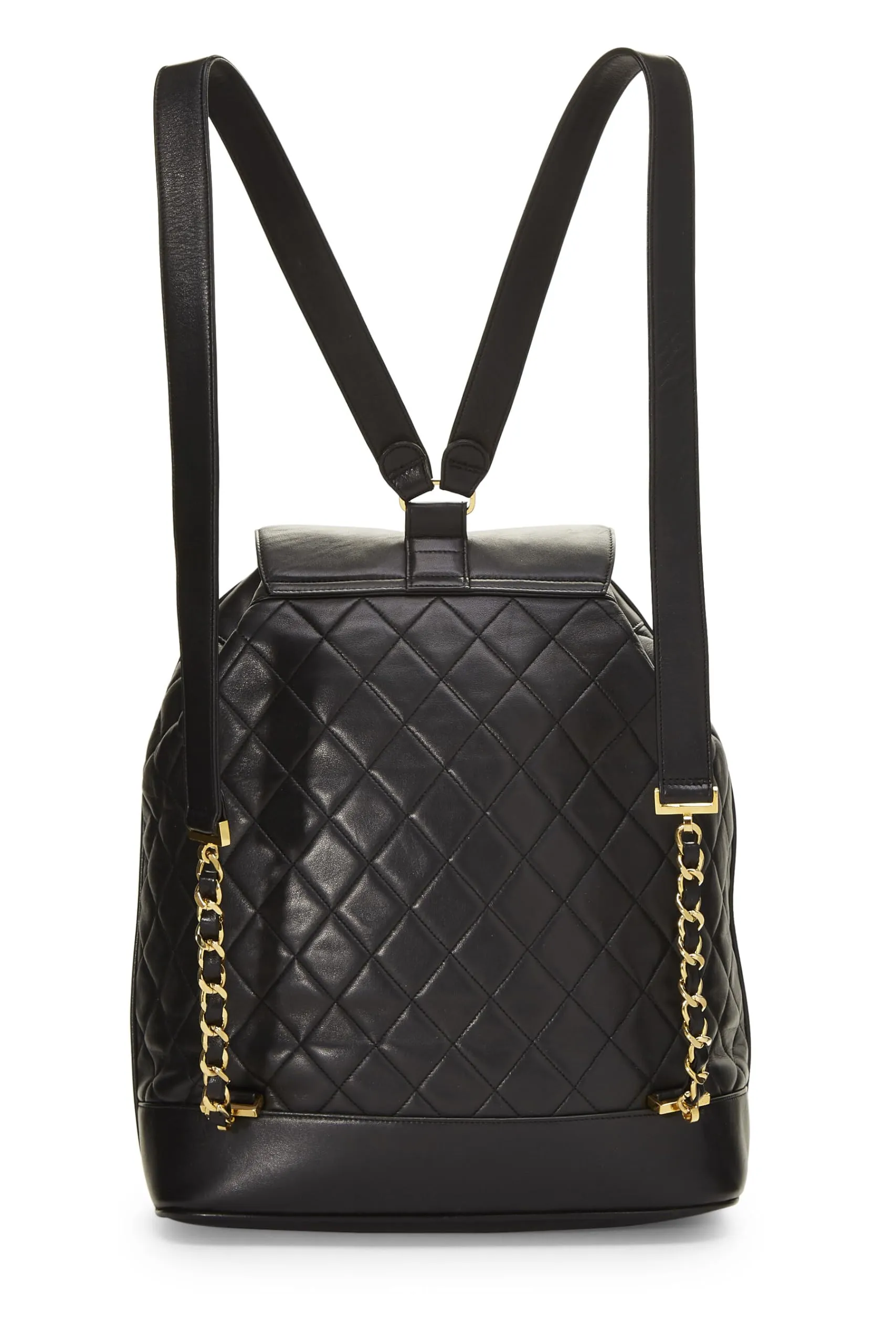 Chanel,  Black Quilted Lambskin Backpack Large, Black