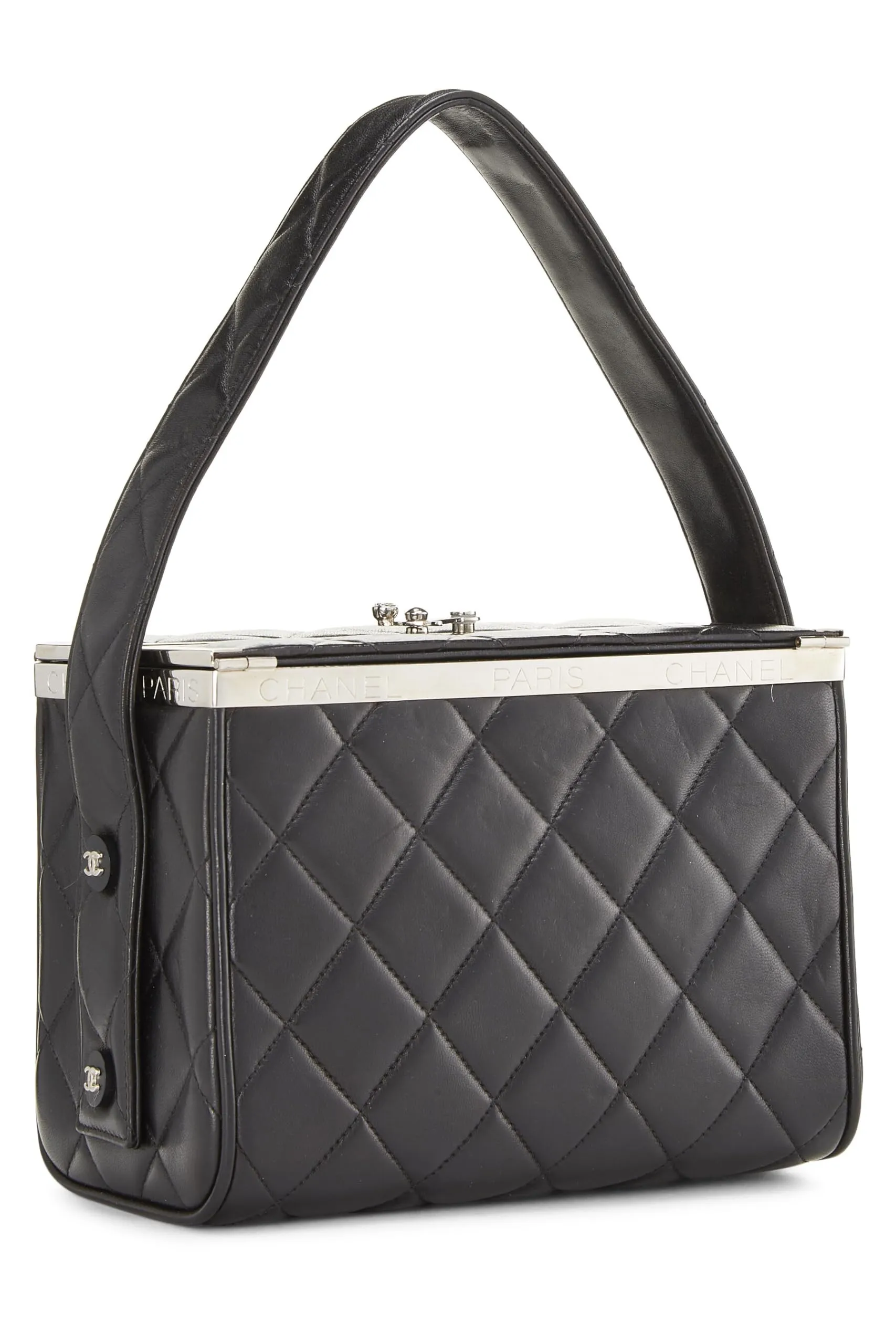 Chanel,  Black Quilted Lambskin Box Bag, Black