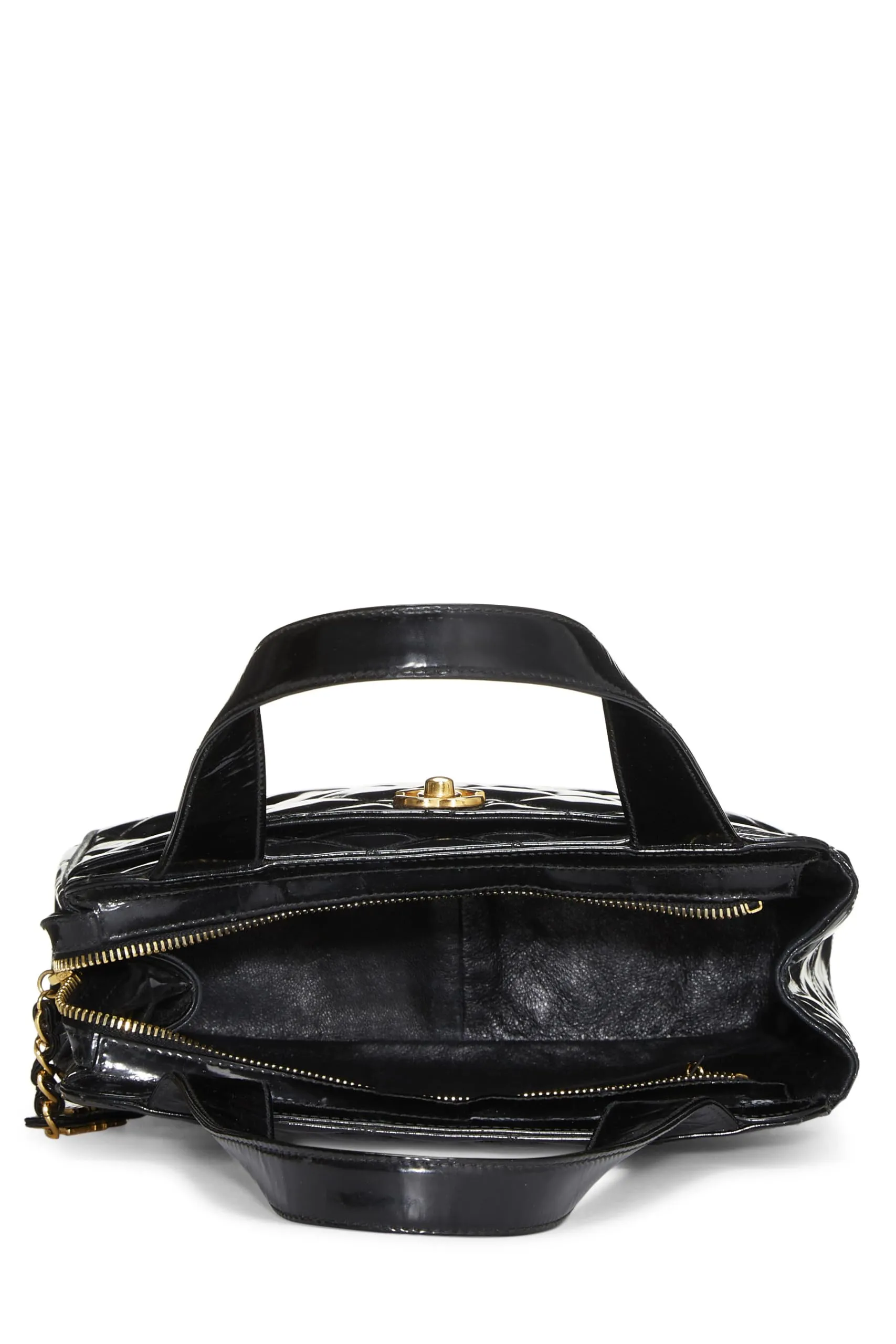 Chanel,  Black Quilted Patent Leather Handbag Small, Black