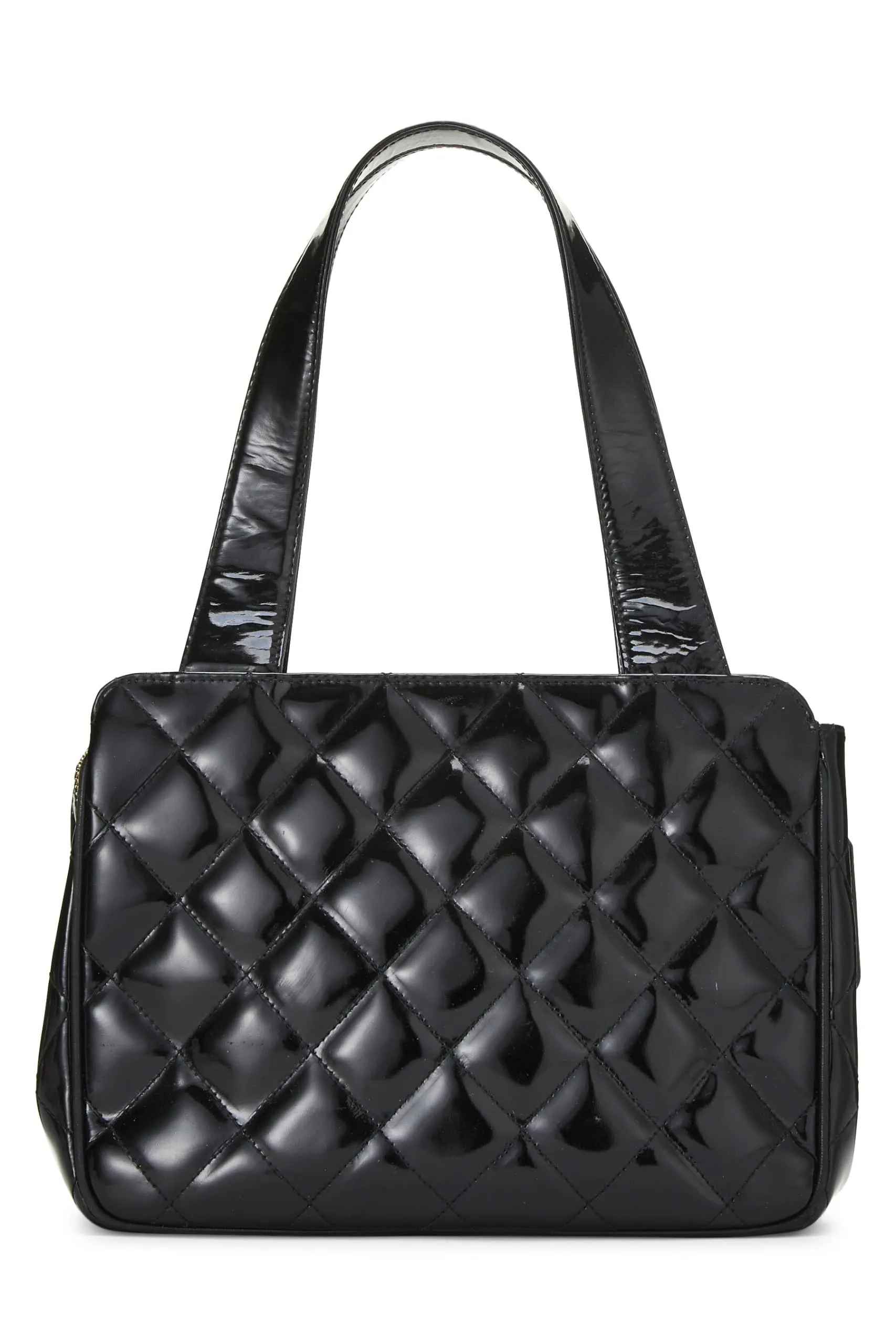 Chanel,  Black Quilted Patent Leather Handbag Small, Black