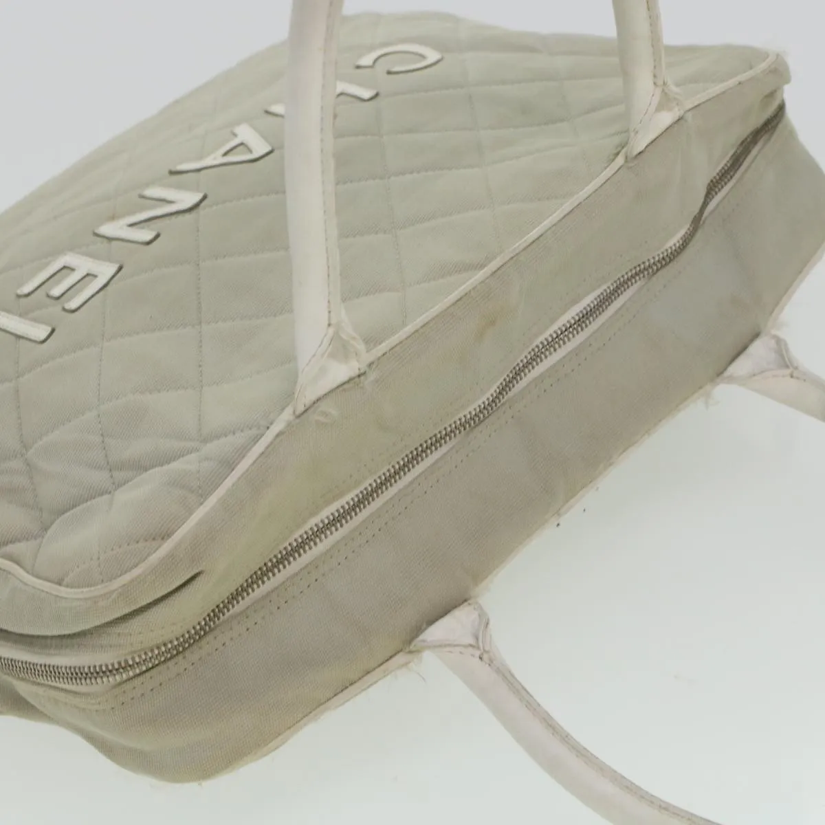 CHANEL Boston Bag Canvas Gray CC  bs6078
