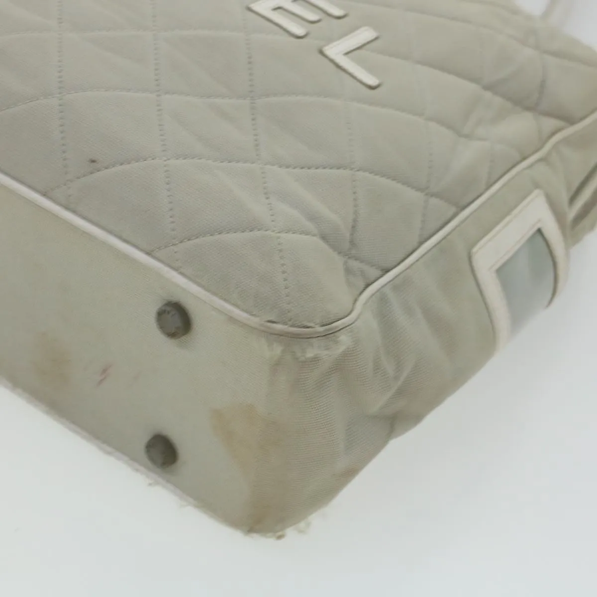 CHANEL Boston Bag Canvas Gray CC  bs6078
