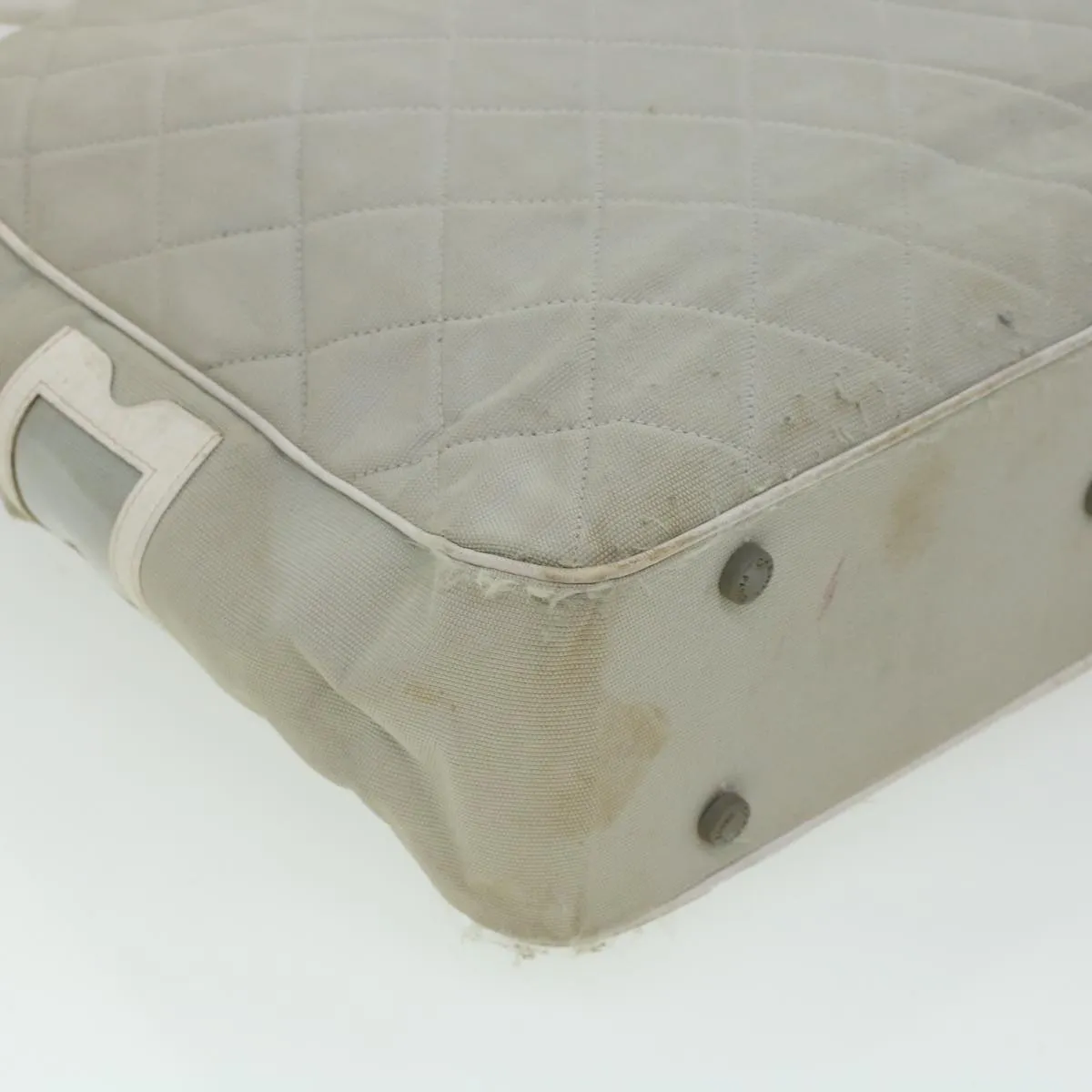 CHANEL Boston Bag Canvas Gray CC  bs6078