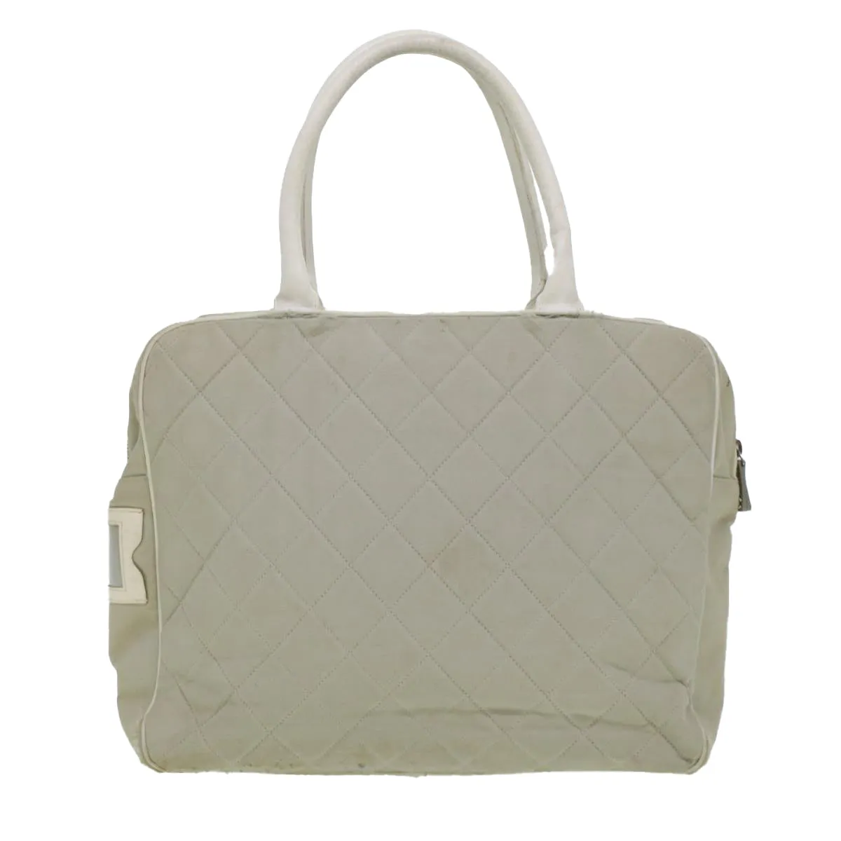 CHANEL Boston Bag Canvas Gray CC  bs6078