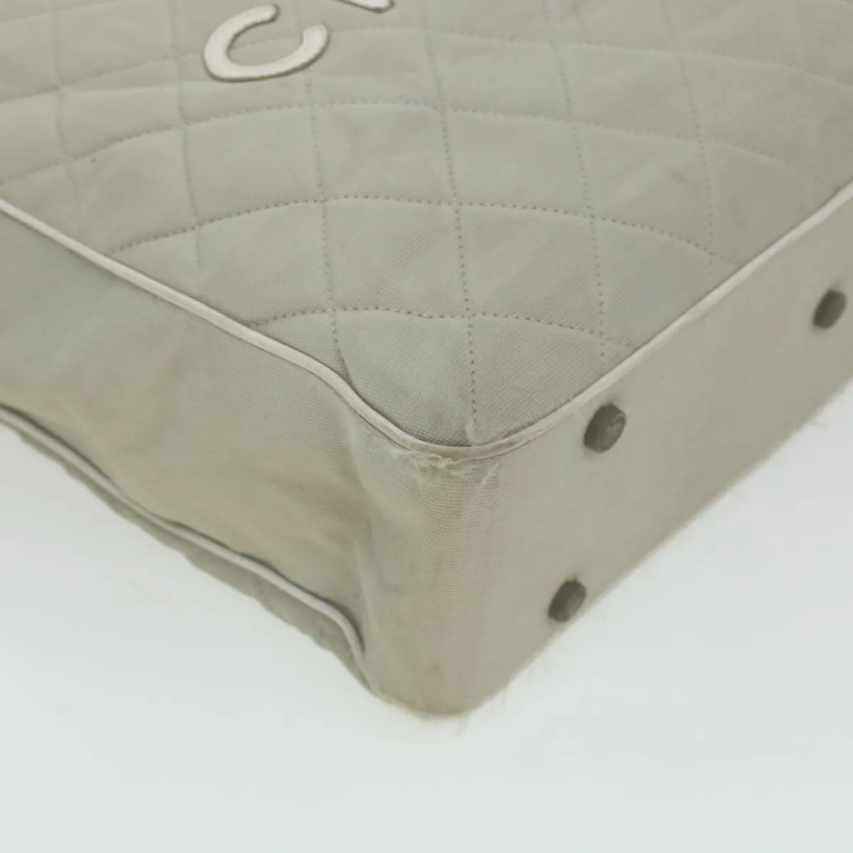 CHANEL Boston Bag Canvas Gray CC  bs6078