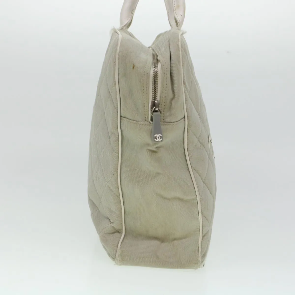 CHANEL Boston Bag Canvas Gray CC  bs6078