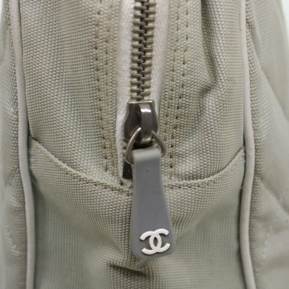 CHANEL Boston Bag Canvas Gray CC  bs6078