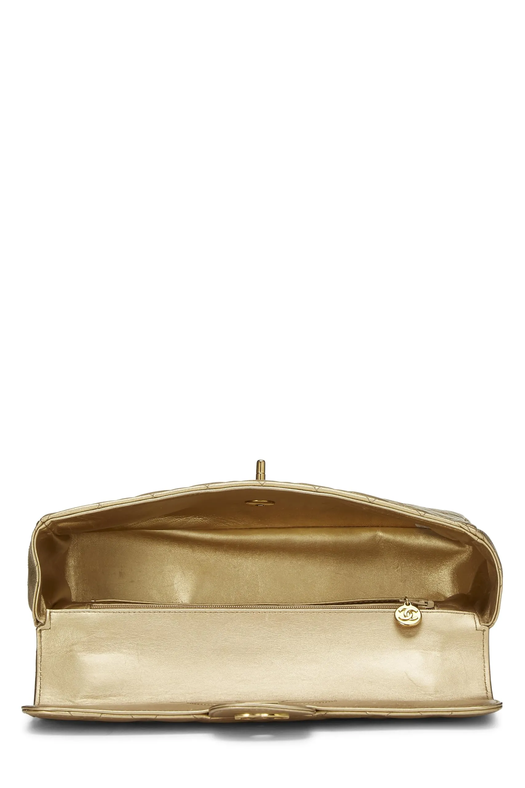 Chanel,  Metallic Gold Quilted Lambskin Kelly Flap Medium, Gold