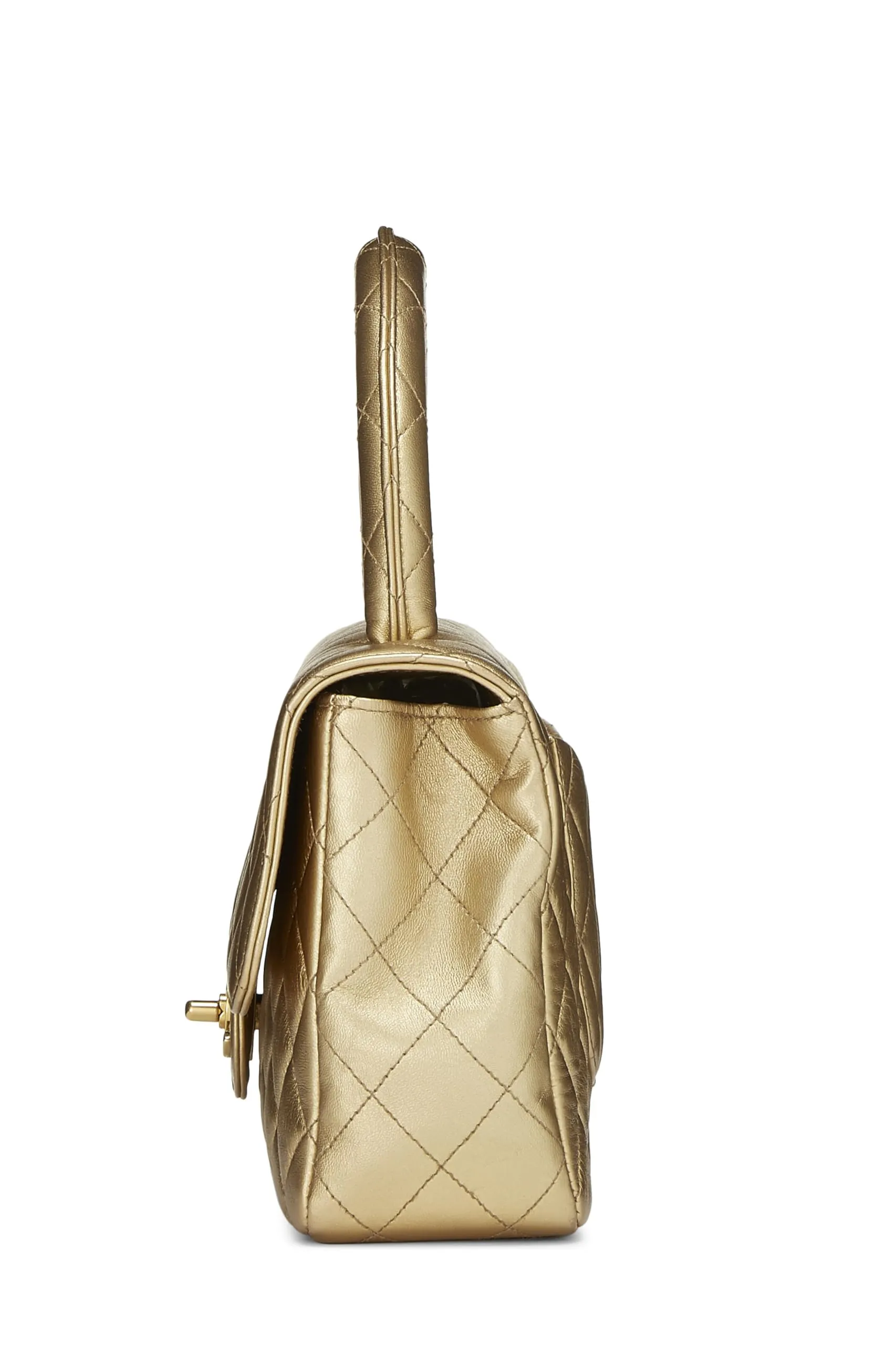 Chanel,  Metallic Gold Quilted Lambskin Kelly Flap Medium, Gold