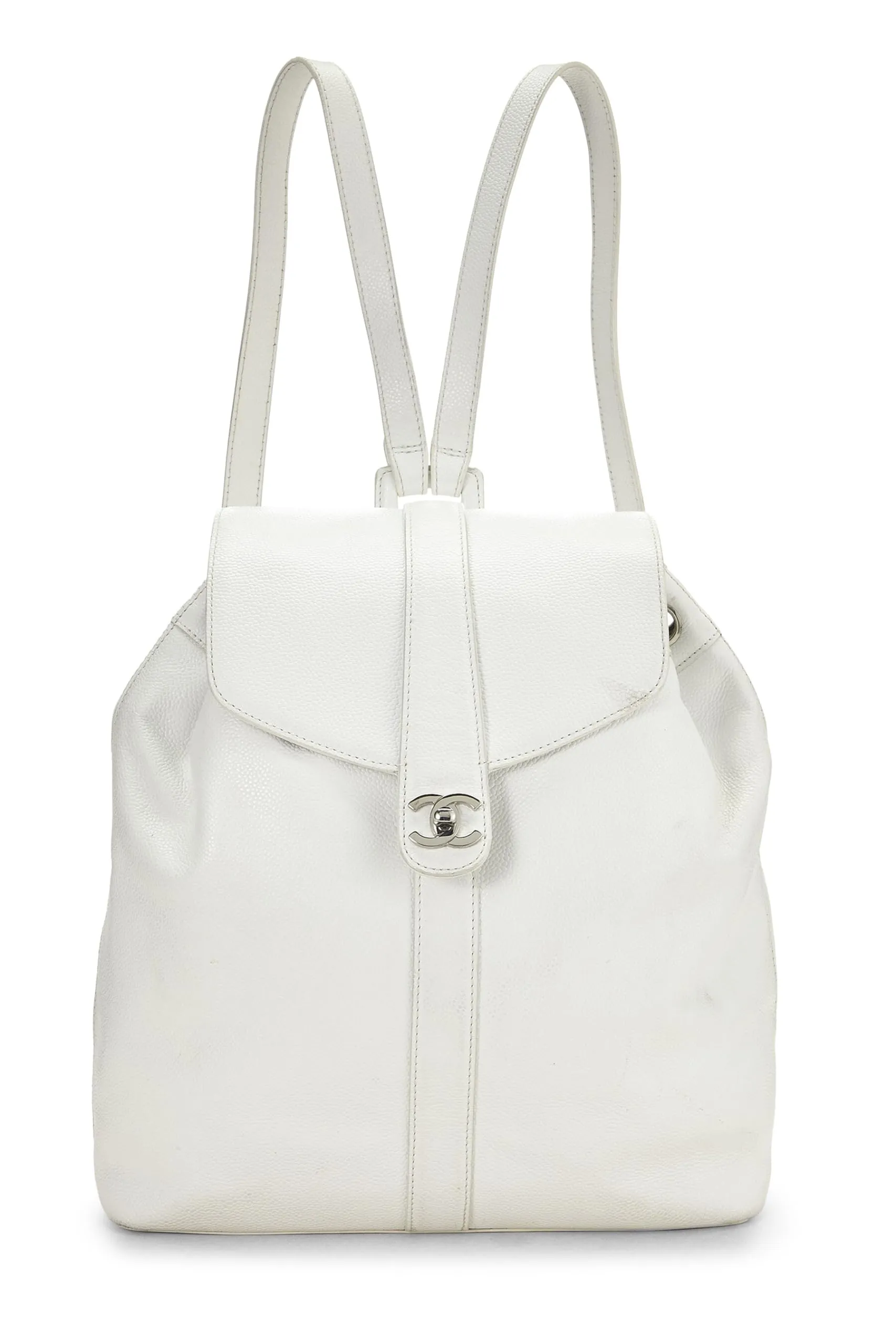 Chanel,  White Caviar Backpack Large, White