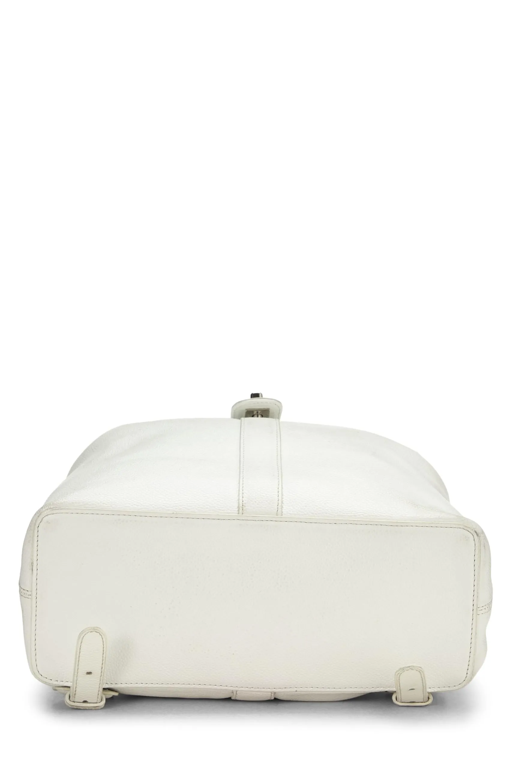 Chanel,  White Caviar Backpack Large, White