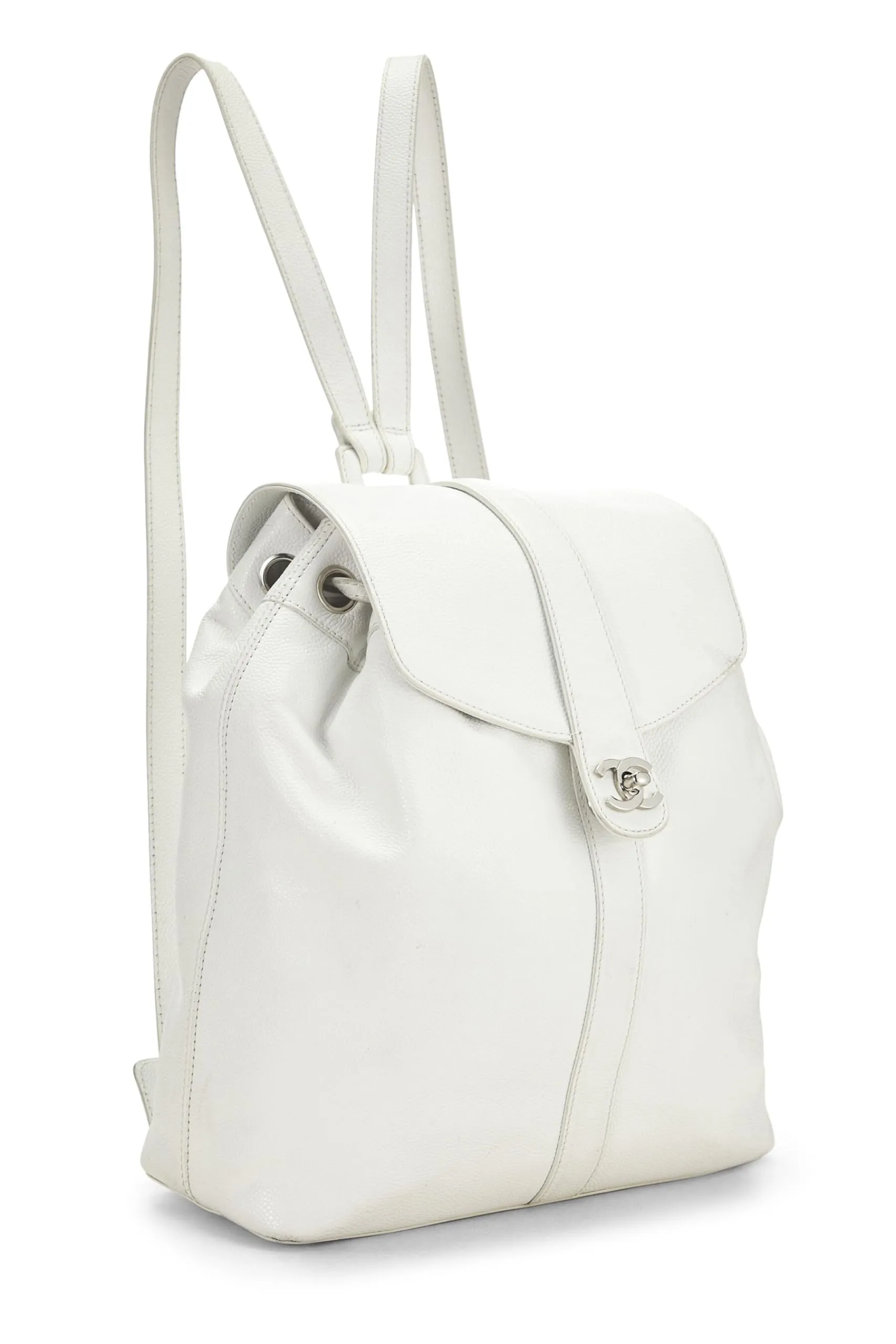 Chanel,  White Caviar Backpack Large, White