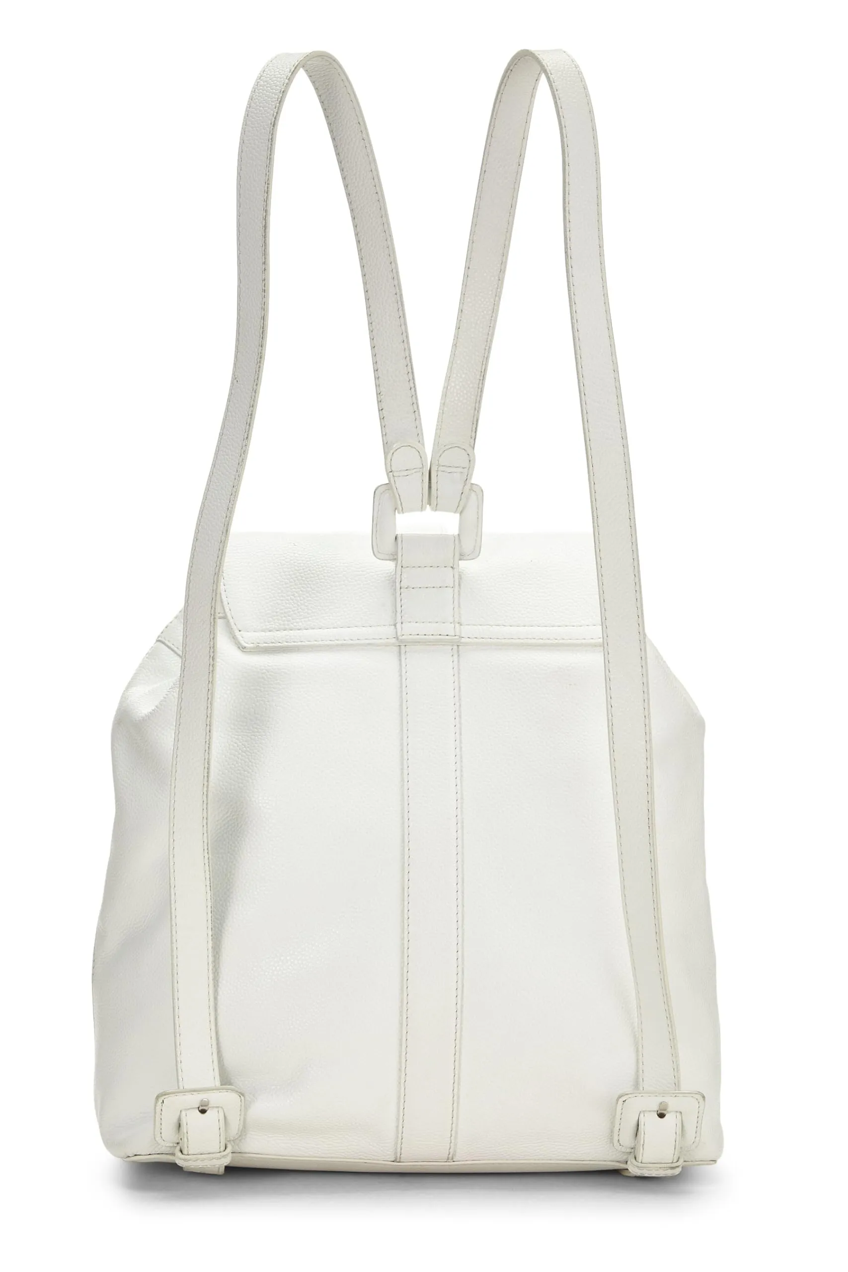Chanel,  White Caviar Backpack Large, White