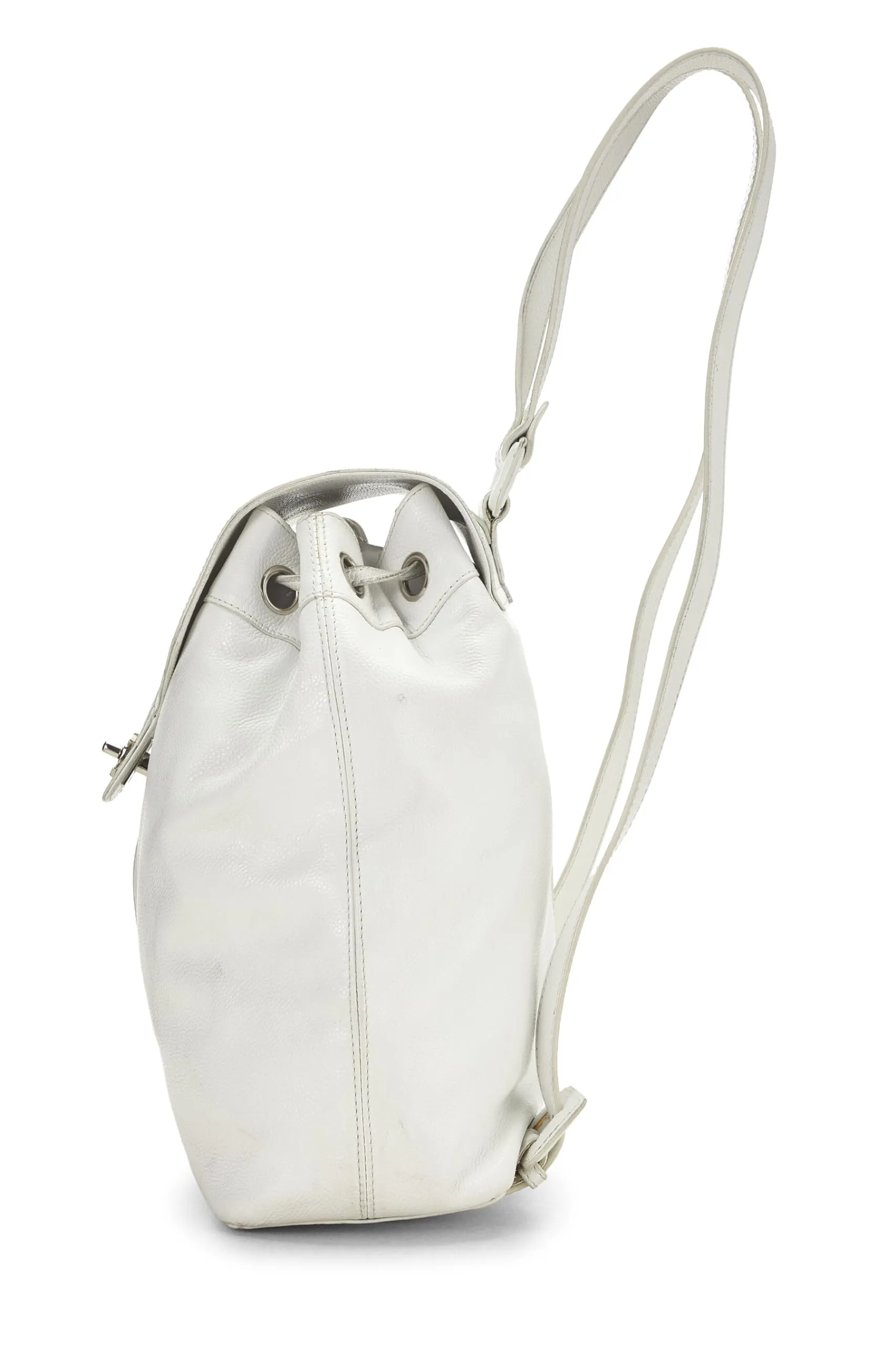 Chanel,  White Caviar Backpack Large, White