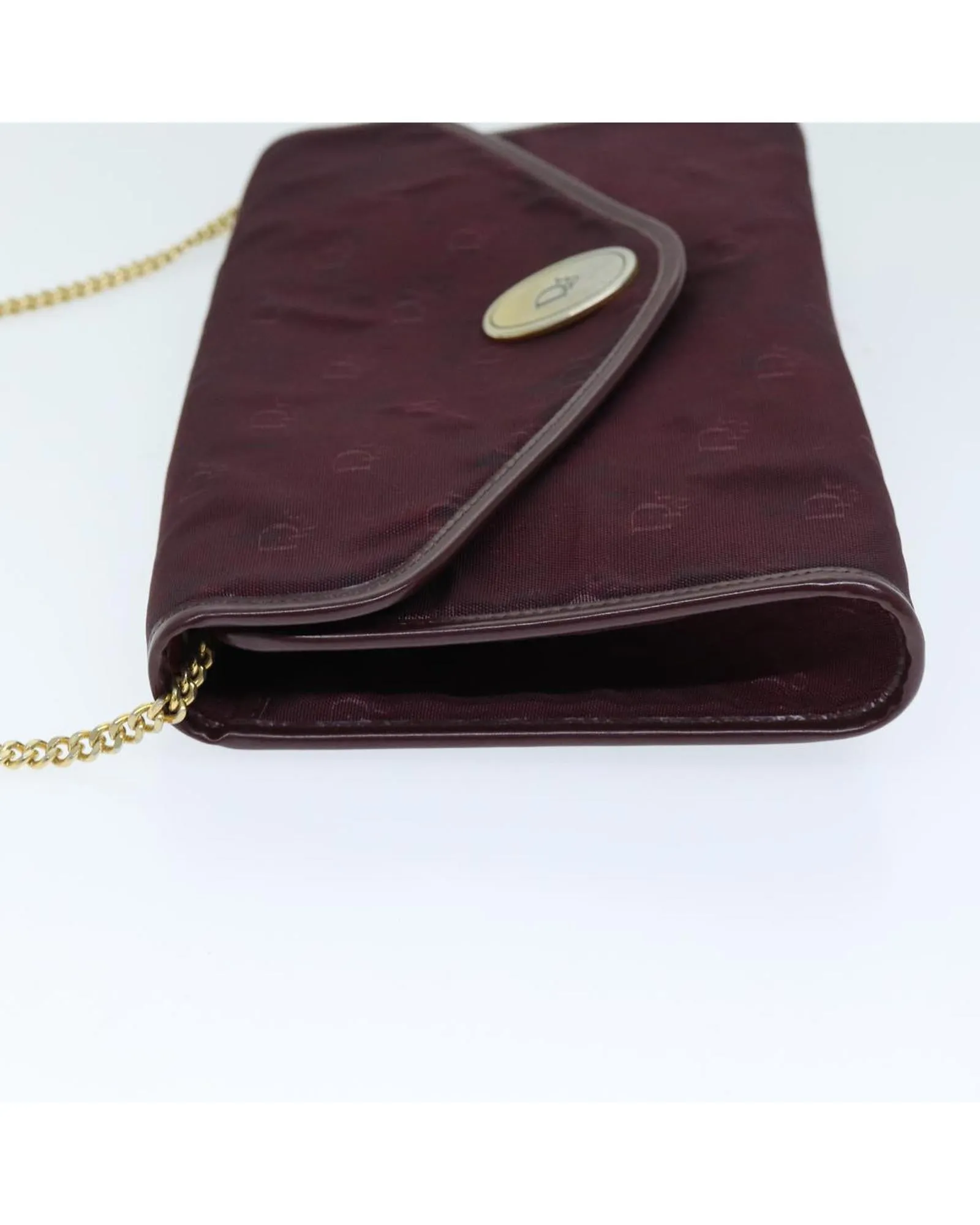 Christian Dior Diorissimo Chain Bag Burgundy Canvas Leather