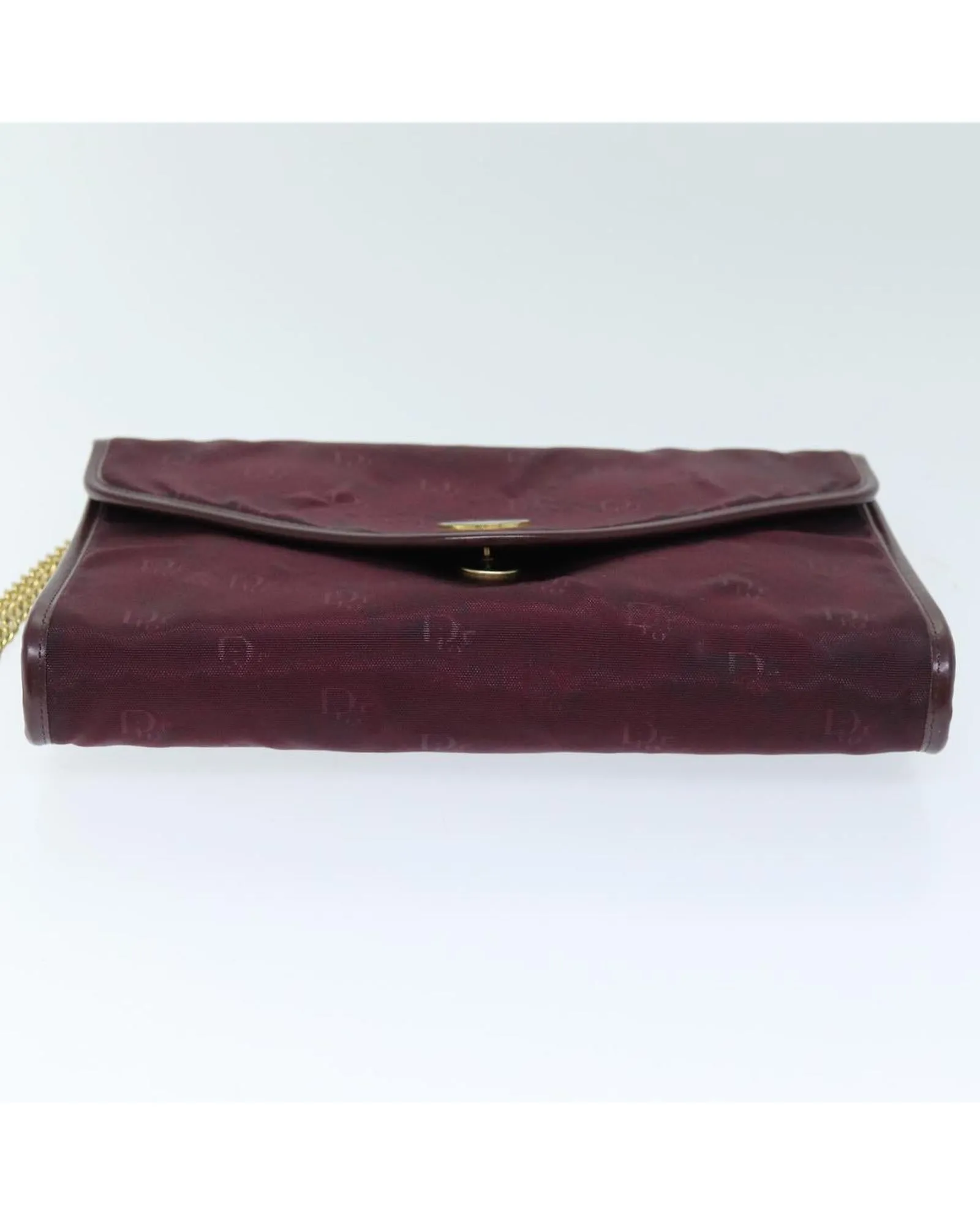 Christian Dior Diorissimo Chain Bag Burgundy Canvas Leather