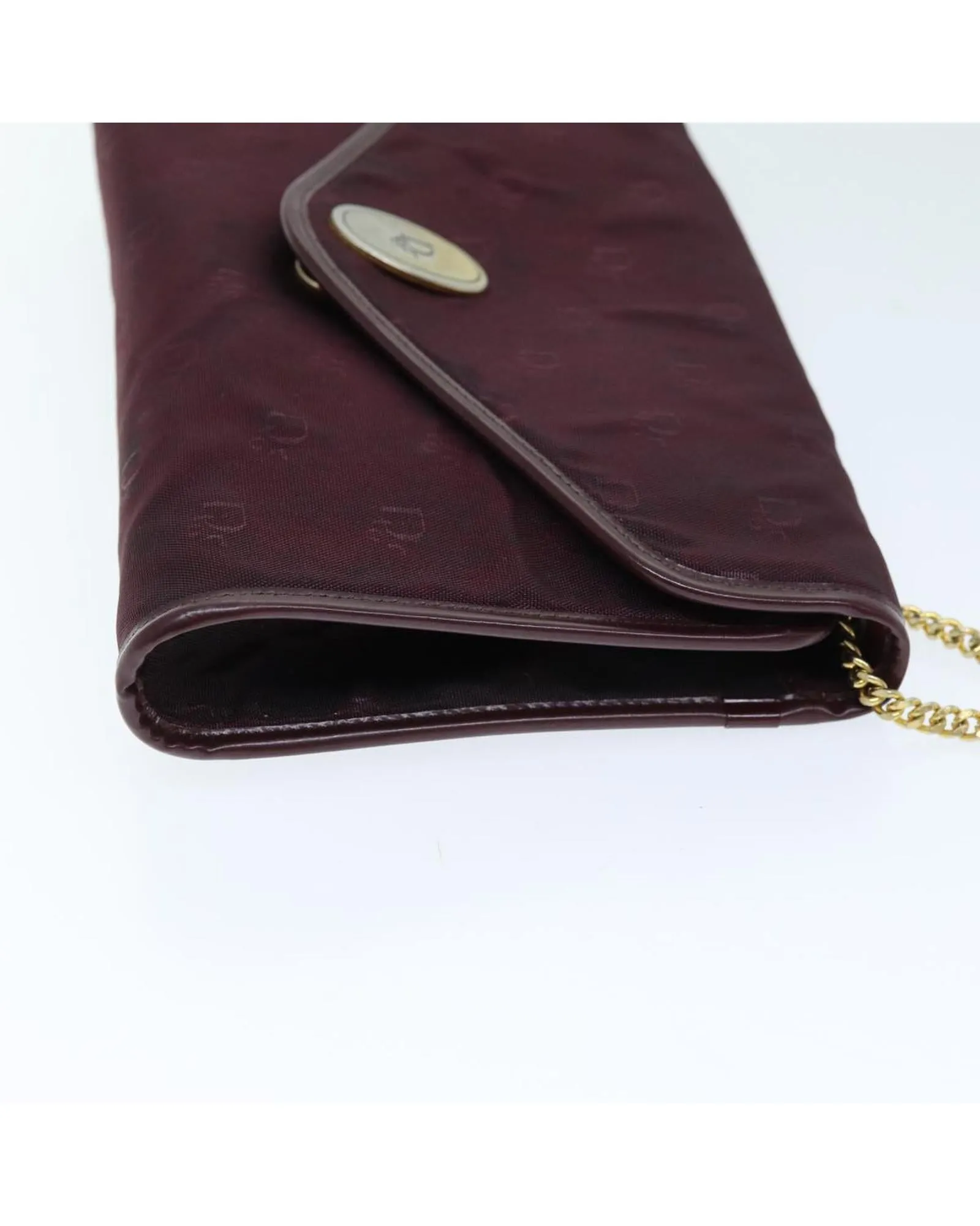 Christian Dior Diorissimo Chain Bag Burgundy Canvas Leather