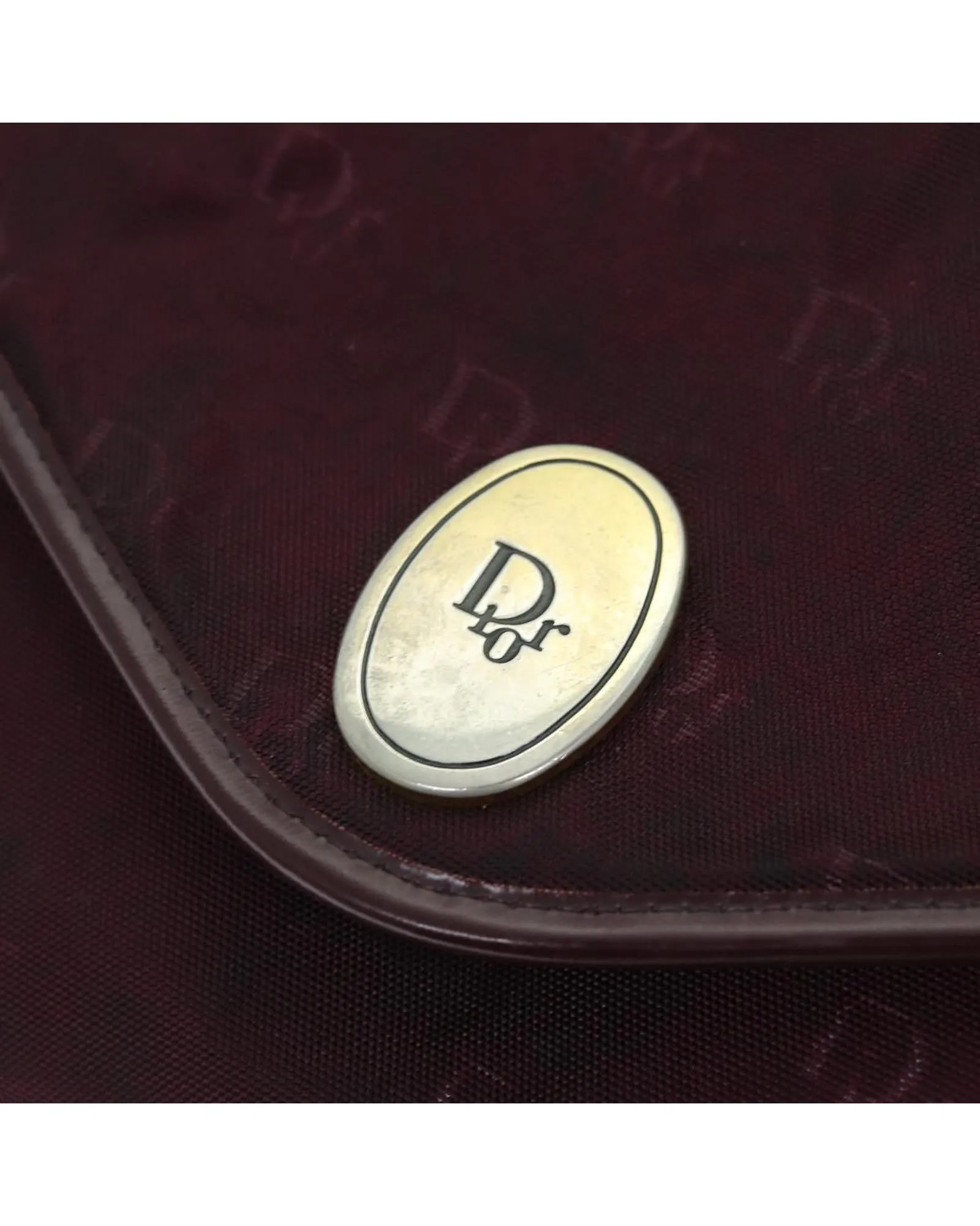 Christian Dior Diorissimo Chain Bag Burgundy Canvas Leather