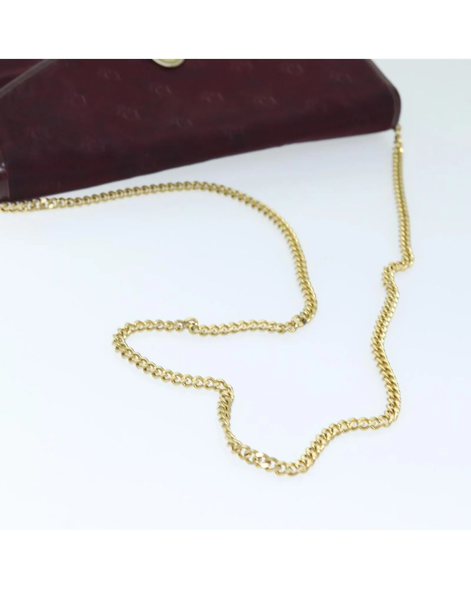 Christian Dior Diorissimo Chain Bag Burgundy Canvas Leather