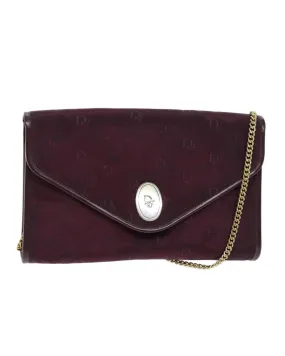 Christian Dior Diorissimo Chain Bag Burgundy Canvas Leather