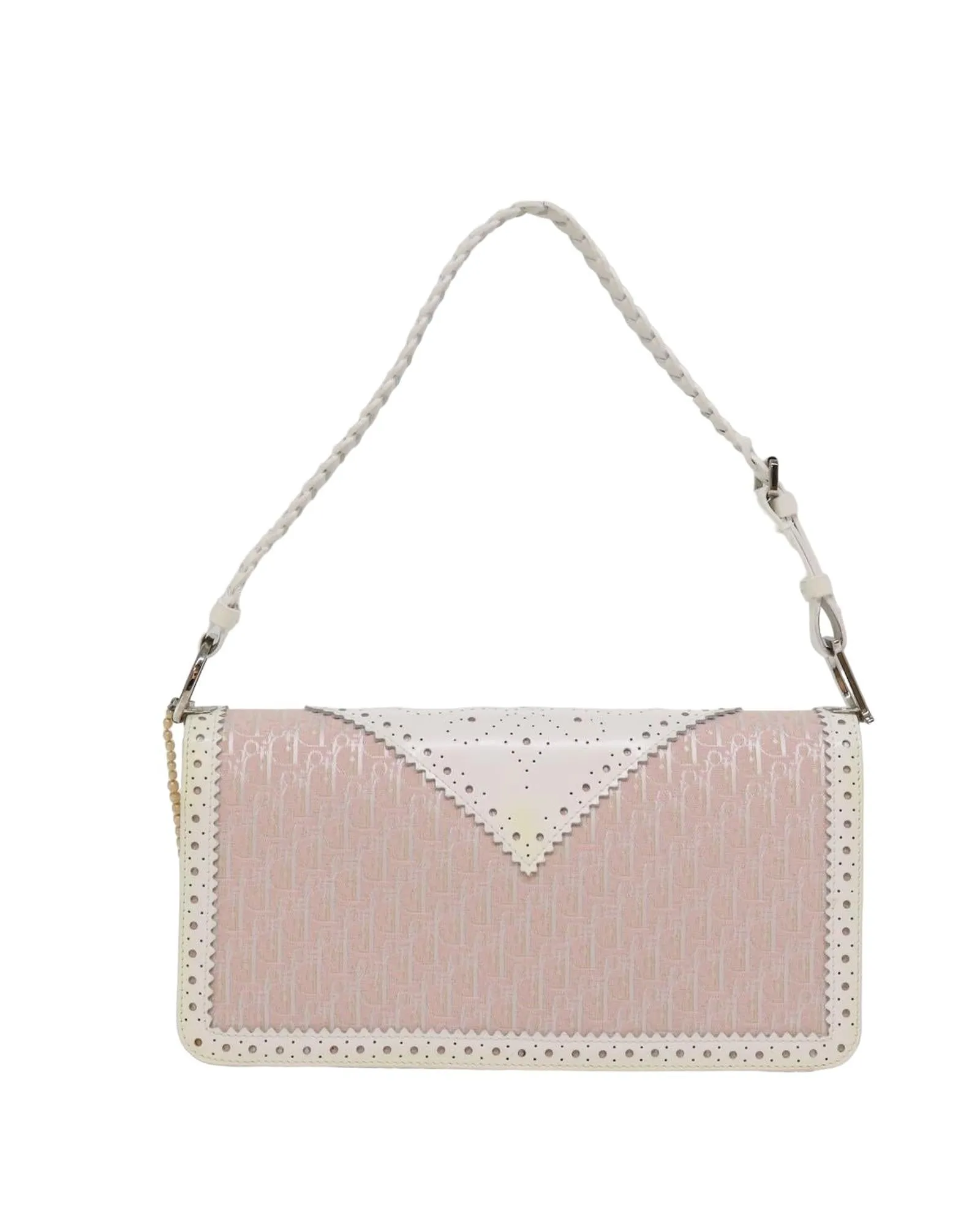 Christian Dior Vintage Saddle Bag Pink Canvas Leather
