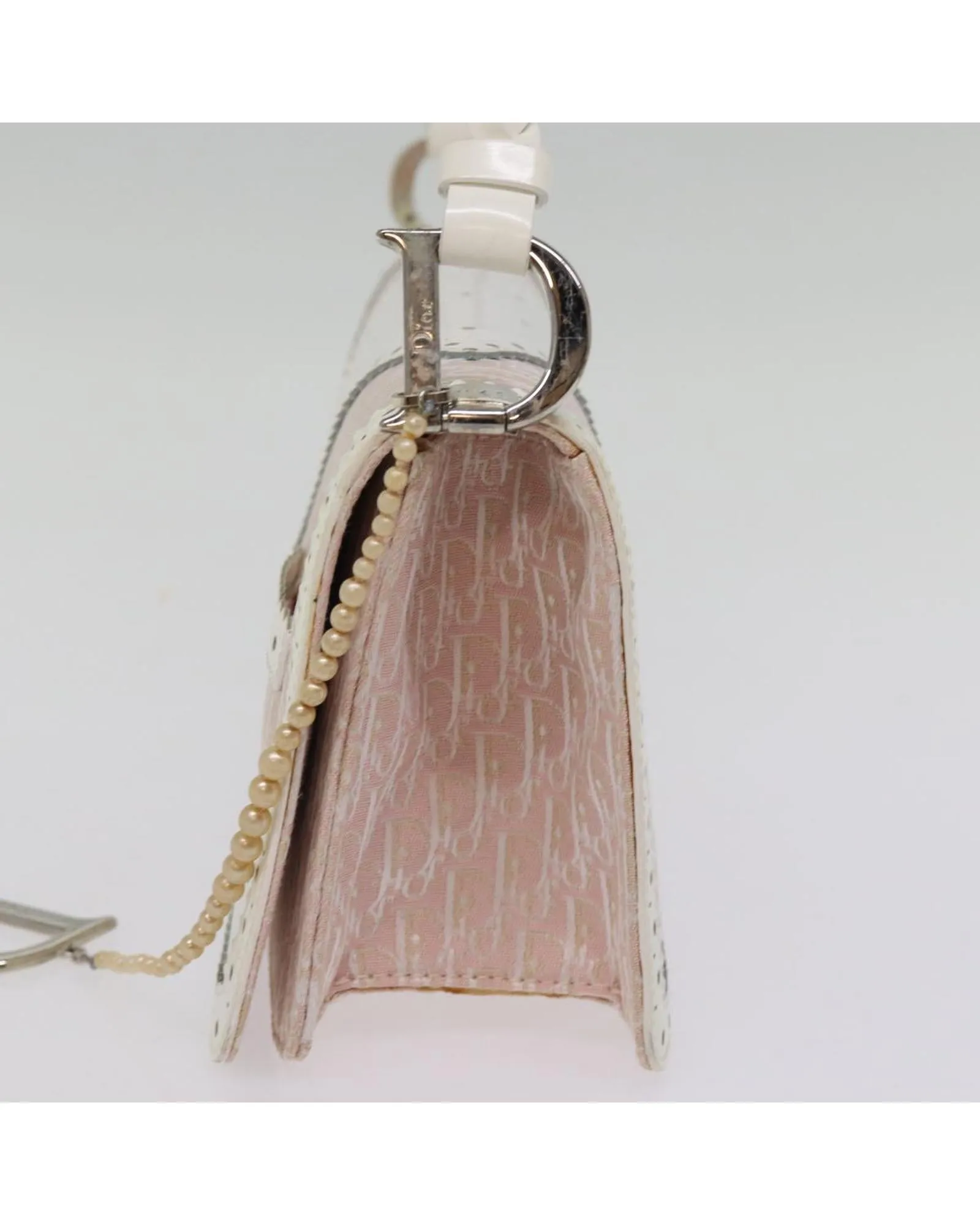 Christian Dior Vintage Saddle Bag Pink Canvas Leather