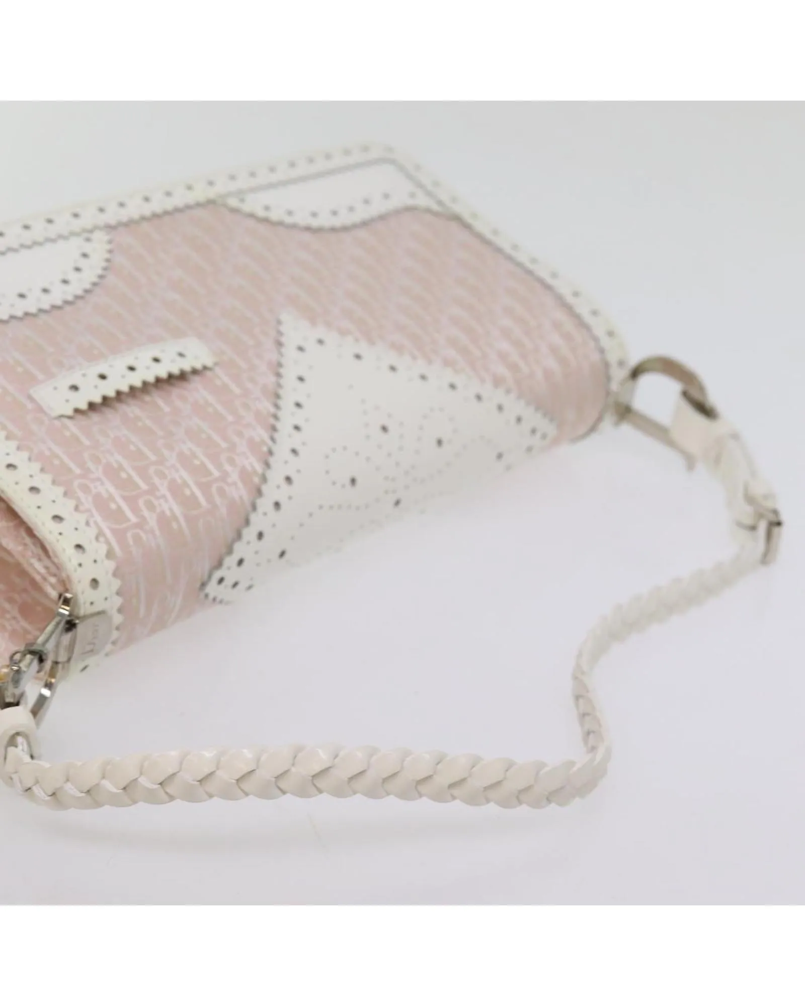 Christian Dior Vintage Saddle Bag Pink Canvas Leather