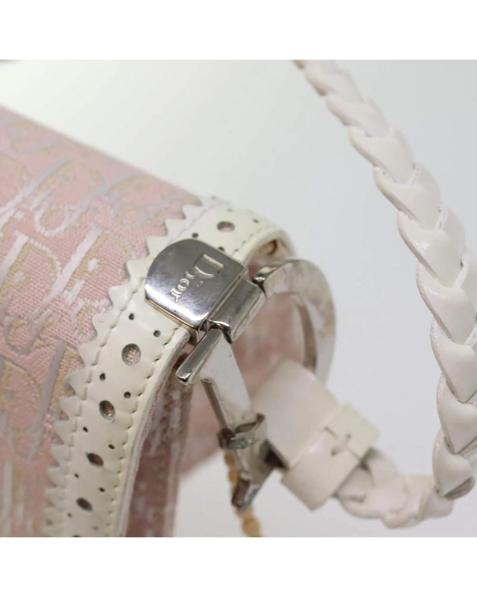 Christian Dior Vintage Saddle Bag Pink Canvas Leather