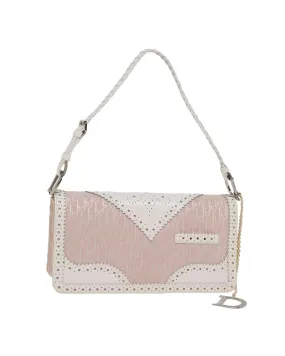 Christian Dior Vintage Saddle Bag Pink Canvas Leather