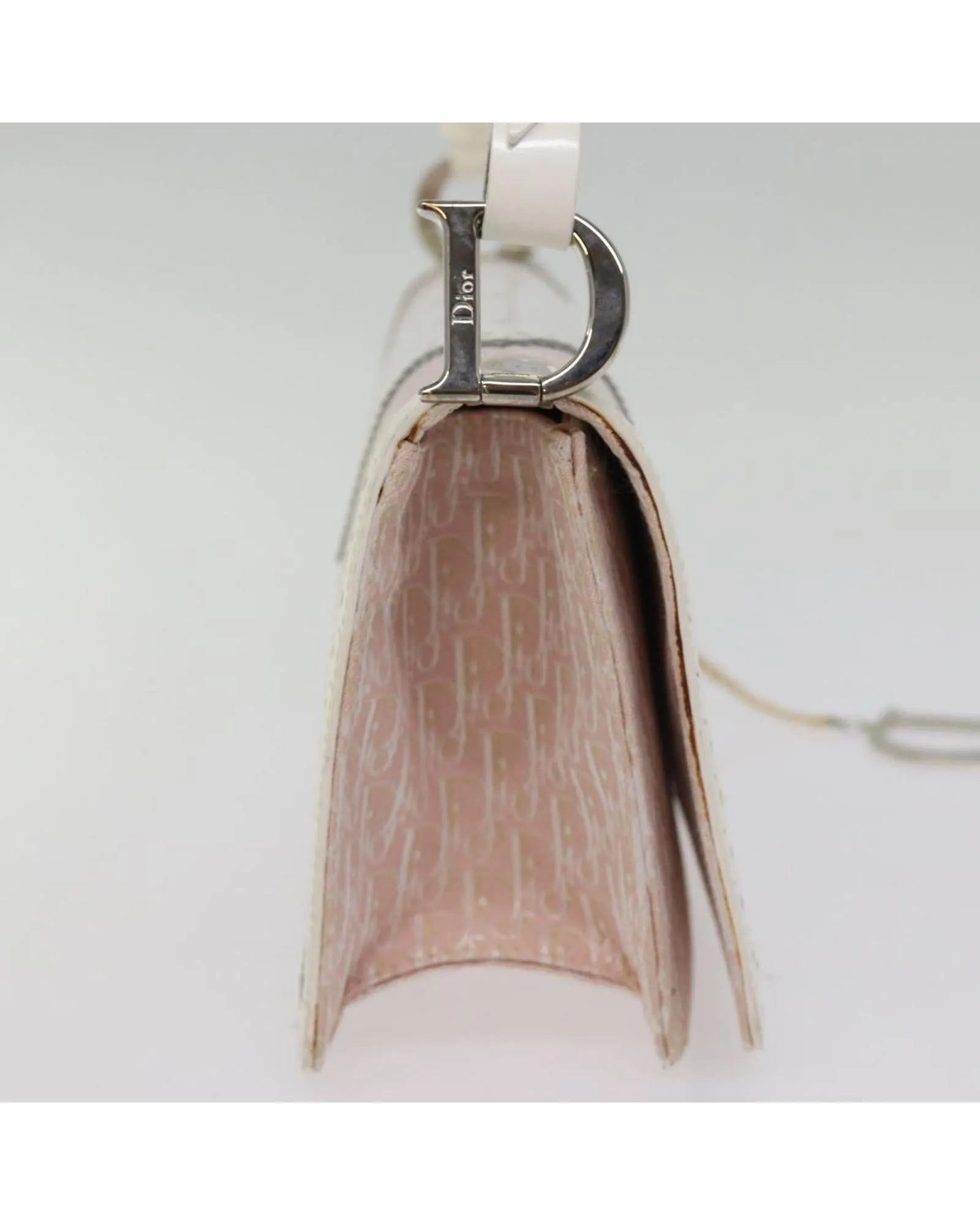 Christian Dior Vintage Saddle Bag Pink Canvas Leather