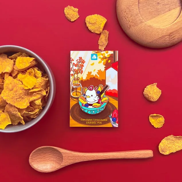 Cornflakes Cereal Duck Enamel Pin