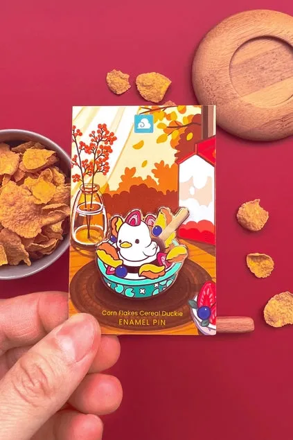Cornflakes Cereal Duck Enamel Pin